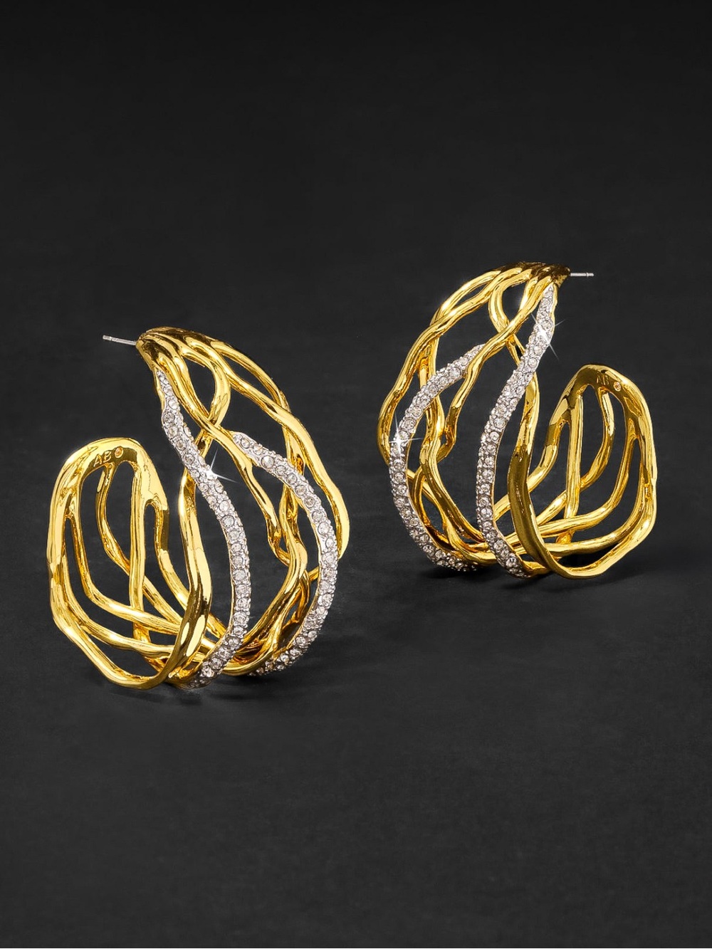 Alexis Bittar Solanales Crystal Woven Hoop Earrings